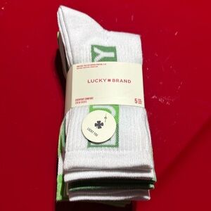 Lucky Brand 6pr clover 🍀 socks set crew NEW solid color block